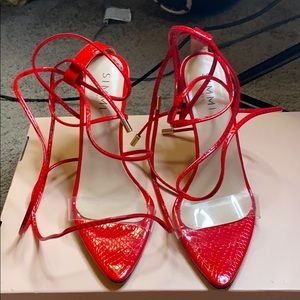 Red Peeptoe Heels